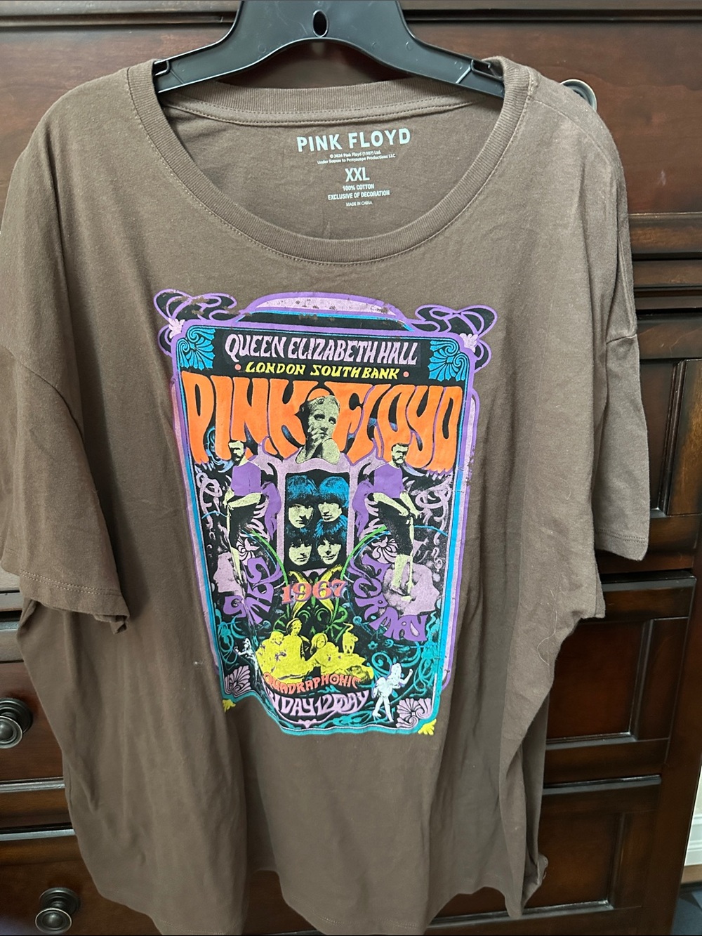 Pink Floyd Brown Short Sleeve Tee with Multicolor Concert Graphic